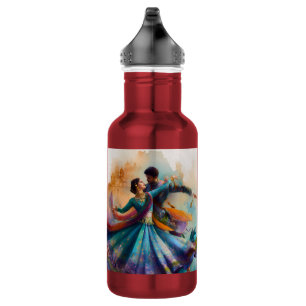 ✨Elegantes Kathak-Paartanz-Wasserfarben-Kunstwerk Edelstahlflasche
