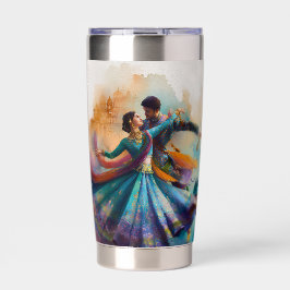 ✨Elegantes Kathak-Paartanz-Wasserfarben-Kunstwerk Thermobecher