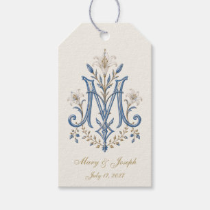 Elegantes katholisch-marianisches Monogramm-Blumen Geschenkanhänger