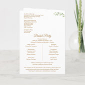 Elegantes katholische Hochzeitsprogramm mit Lesung Programm (Rückseite)