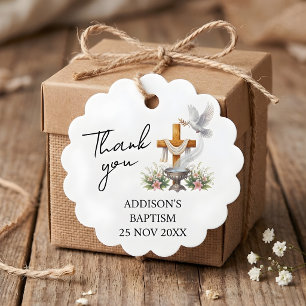 Elegantes katholische Taufe Dankeschön Geschenk Geschenkanhänger