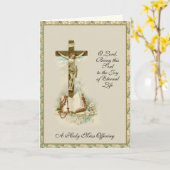 Elegantes, katholisches Beileid mit Cross Karte (Gelbe Blume)