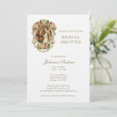 Elegantes katholisches Brautparty Blumengold Einladung (Stehend Vorderseite)
