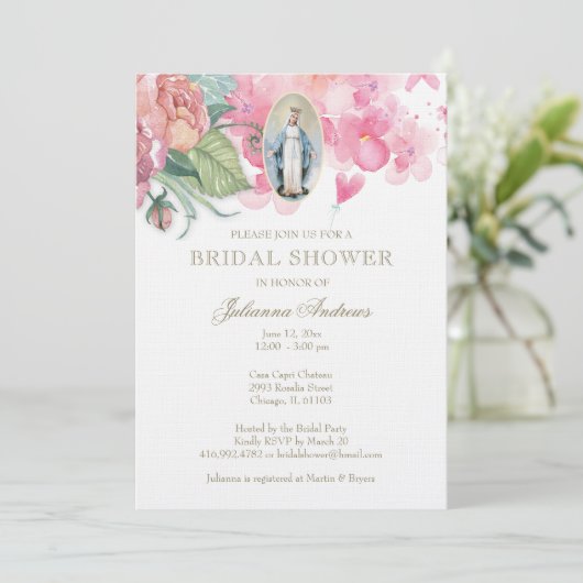 Elegantes katholisches Brautparty Einladung (Stehend Vorderseite)