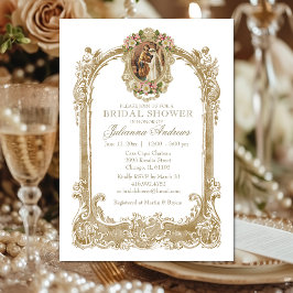 Elegantes katholisches Brautparty Gold Floral Invi Einladung