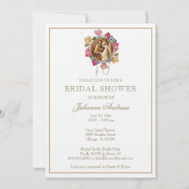 Elegantes katholisches Brautparty Gold Floral Invi Einladung