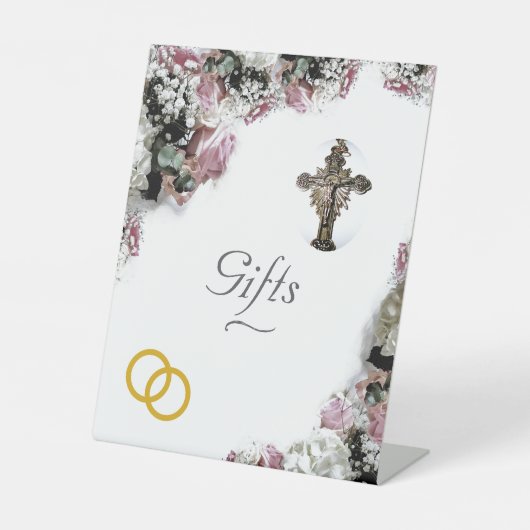 Elegantes katholisches Brautparty Sockelschild (Vorderseite)