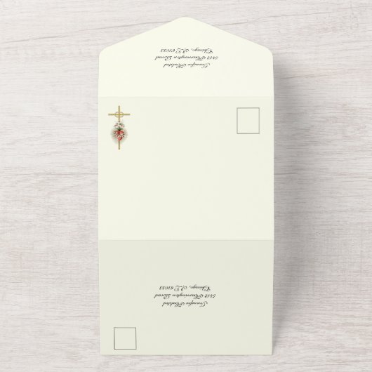 Elegantes katholisches Herz von Mary Wedding Einla All In One Einladung (Außenbereich)