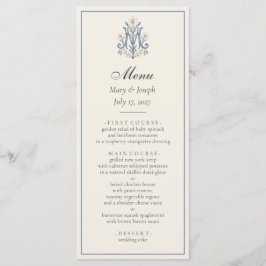 Elegantes katholisches Hochzeitsmenü Blue Roses | Menükarte