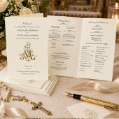 Elegantes katholisches Hochzeitsprogramm Karte