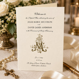 Elegantes katholisches Hochzeitsprogramm Karte