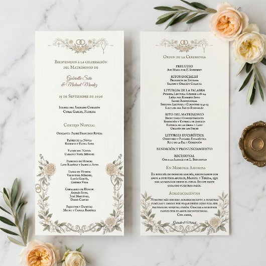 Elegantes katholisches Hochzeitsprogramm Programm