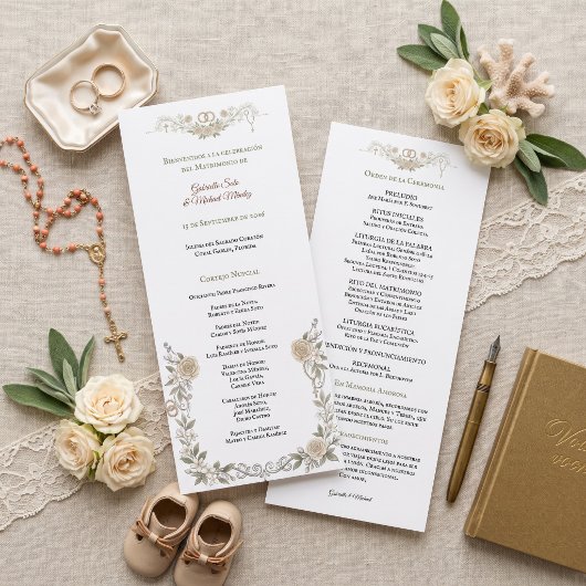 Elegantes katholisches Hochzeitsprogramm Programm