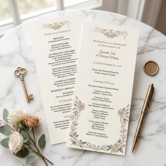 Elegantes katholisches Hochzeitsprogramm Programm