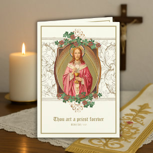 Elegantes katholisches Priesterweihejubiläum  Karte