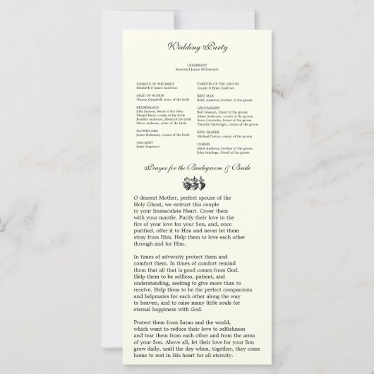 Elegantes katholisches Programm zur Hochzeit latei (Rückseite)
