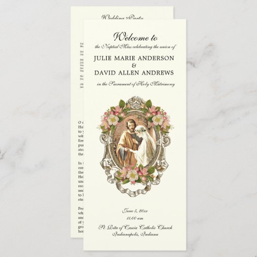 Elegantes katholisches Programm zur Hochzeit latei (Vorne/Hinten)