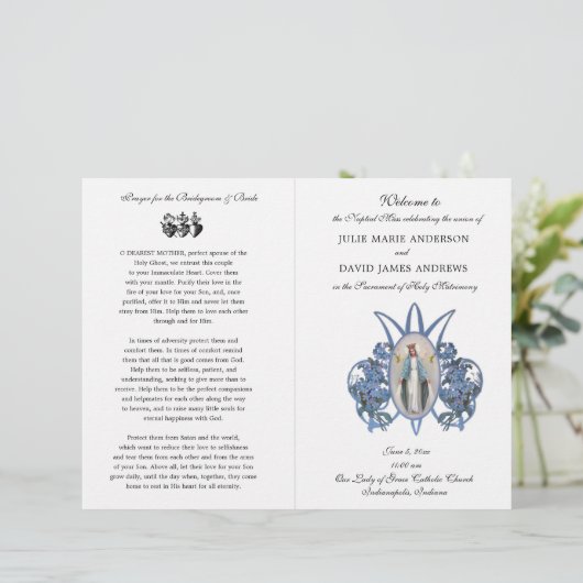 Elegantes katholisches Programm zur Hochzeit latei (Stehend Vorderseite)