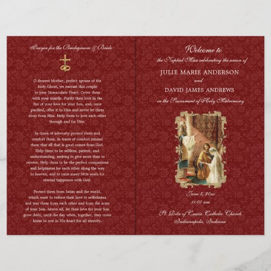 Elegantes katholisches Programm zur Hochzeit latei (Vorderseite)