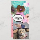 ELEGANTES KATZ-, GROSSE DIVA HAT UND ROSE VALENTIN EINLADUNG (Vorne/Hinten)