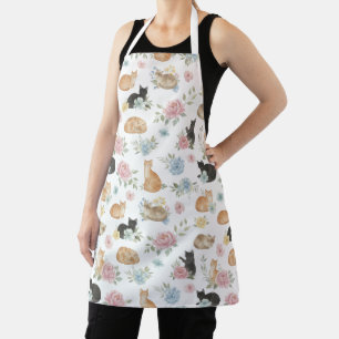 Elegantes Katzen-Blumen-Print-Schürze Schürze