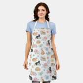 Elegantes Katzen-Blumen-Print-Schürze Schürze (Getragen)