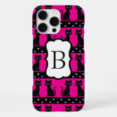 Elegantes Katzen-Monogramm-Muster Anpassbare Initi iPhone Hülle (Rückseite)