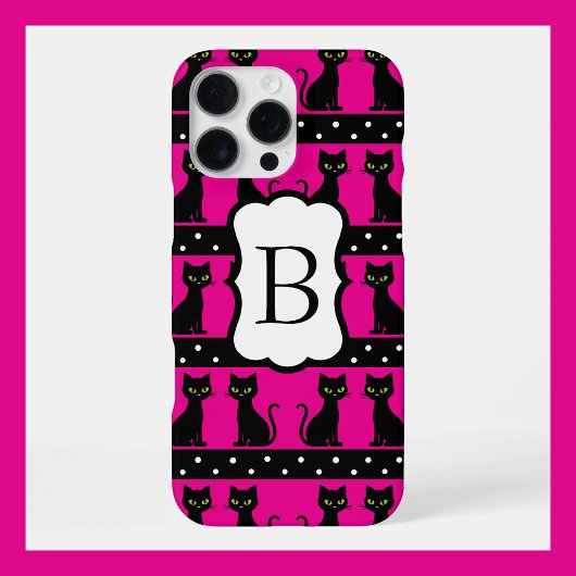 Elegantes Katzen-Monogramm-Muster Anpassbare Initi iPhone Hülle