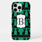 Elegantes Katzen-Monogramm-Muster Anpassbarer Anfa iPhone Hülle (Rückseite)