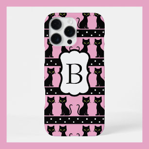 Elegantes Katzen-Monogramm-Muster Anpassbarer Anfa iPhone 16 Pro Max Hülle