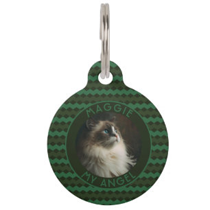 Elegantes Katzenbesitzer-Geschenk Chevron-Muster Haustiermarke