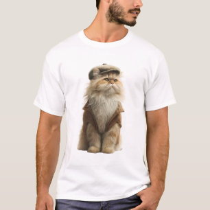 Elegantes Katzenbild im Vintage-Stil: Langhaarige T-Shirt