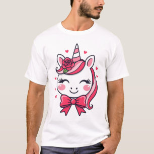 Elegantes Kawaii Valentinstag-Einhorn T-Shirt
