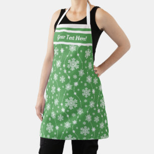 Elegantes Kelly Green Winter White Snowflake Muste Schürze