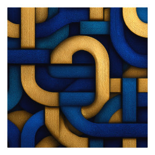 Elegantes keltisch inspiriertes blau-goldenes gefl fotodruck