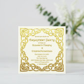 Elegantes keltisches HochzeitGold | Engagement Einladung (Stehend Vorderseite)