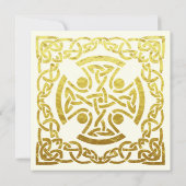 Elegantes keltisches HochzeitGold | Engagement Einladung (Rückseite)