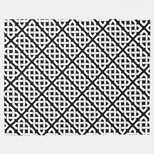 Elegantes keltisches Knoten-Schwarzweiss-Muster Fleecedecke (Vorderseite (Horizontal))