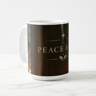 Elegantes Kerzenlicht-Weihnachten, Frieden & Freud Kaffeetasse