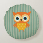 Elegantes Kinderzimmer mit grünen Uhusen Rundes Kissen (Rückseite)