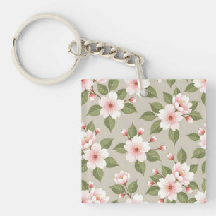 Elegantes Kirschblüten-Nahtlosmuster Schlüsselanhänger