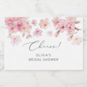 Elegantes KirschblütenBrautparty Schaumweinetikett (Einzelnes Label)