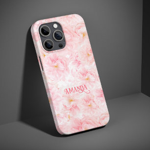 Elegantes Kirschblütenmuster-Design Sherpa-Decke iPhone 15 Pro Hülle