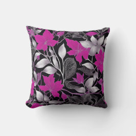 Elegantes Kissen mit rosa und silberfarbenen Blätt