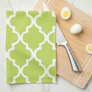 Elegantes Kiwi Green Quarter Tiles-Muster Küchentuch