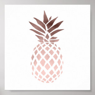 elegantes klares Imitat-Rosen-Goldtropische Ananas Poster