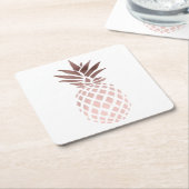 elegantes klares Imitat-Rosen-Goldtropische Ananas Rechteckiger Pappuntersetzer (angewinkelt)