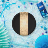 elegantes klares Imitatgold und schwarze Streifen Pappteller (Party)