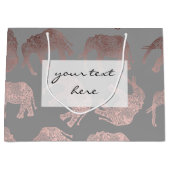 Elegantes, klares Rose-Goldstamm-Elefantenmuster Große Geschenktüte (Vorderseite)