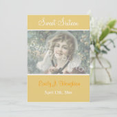 Elegantes, klassisch gelbliches Foto zum 16. Einladung (Stehend Vorderseite)